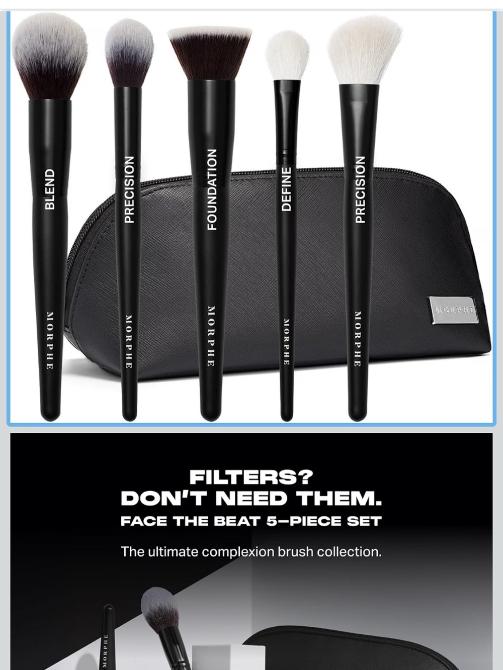 Morphe Face The Beat 5-Piece Brush Set - Black